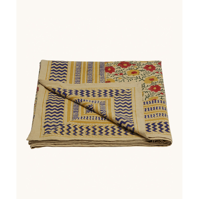 Tablecloth or bedspread - Ecru, yellow, blue and red