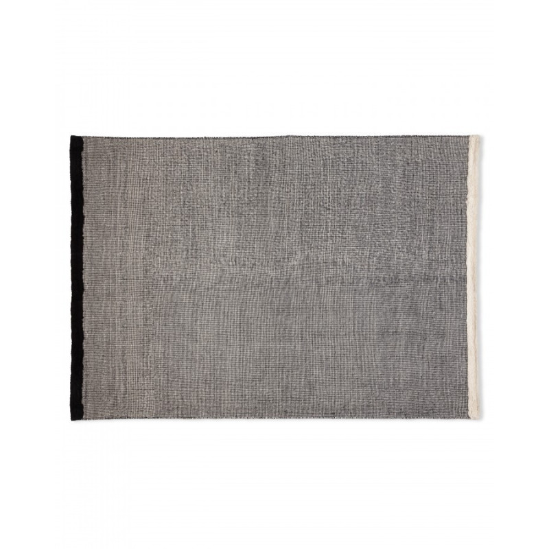 Wool and cotton rug - Black and mottled white