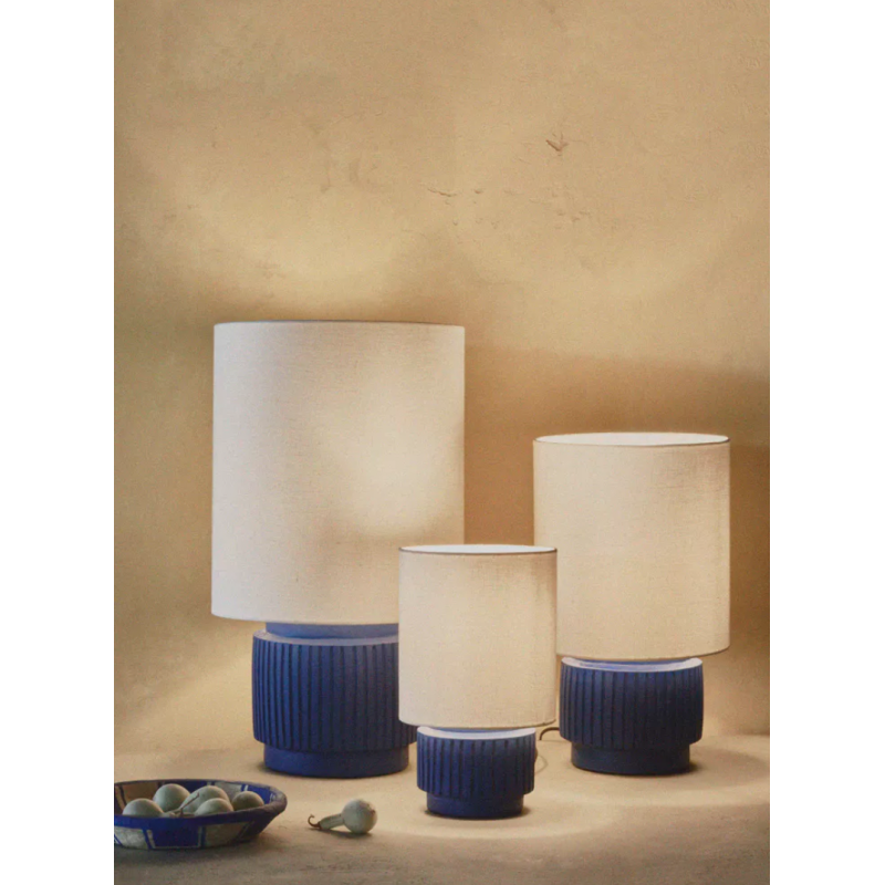 Terracotta and linen lamp - Blue