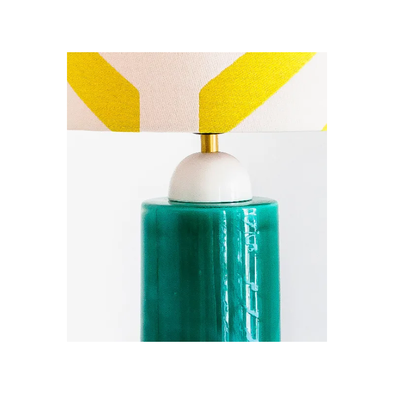 Ceramic lamp - Green, ecru and yellow