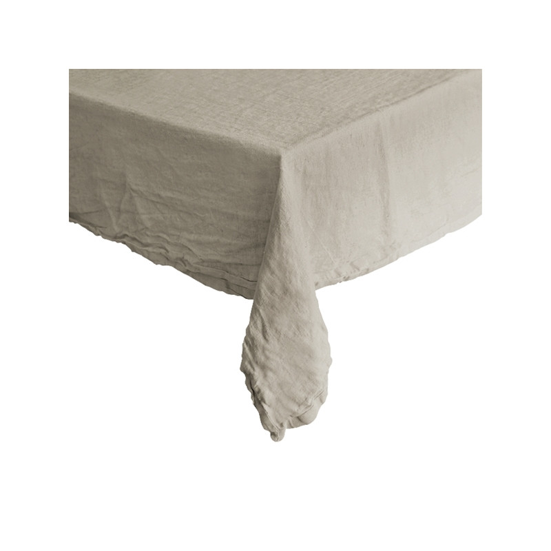 Washed linen tablecloth & napkin - Light grey