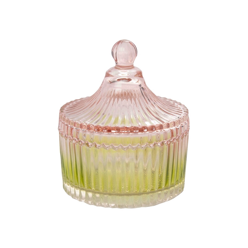 Glass candy box - Pink and yellow