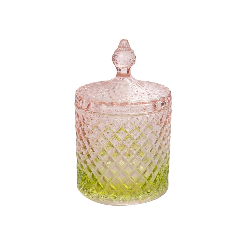 Glass candy box - Pink and yellow