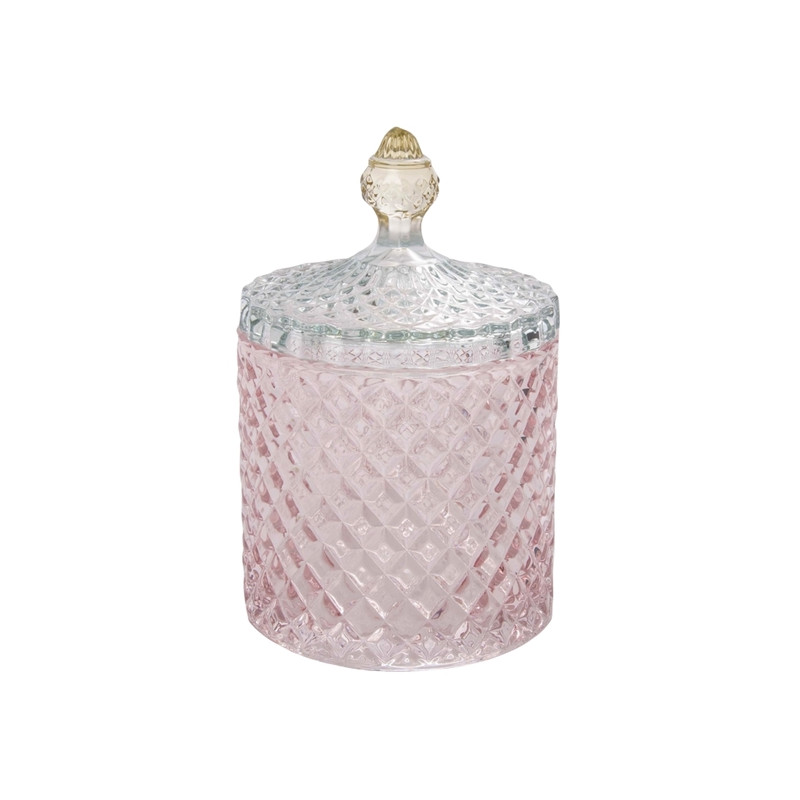 Glass candy box - Pink and blue