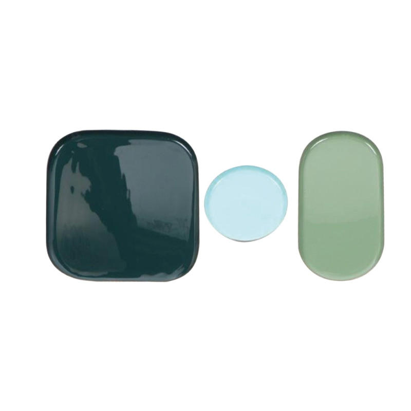 Trio of enamelled trays - Green