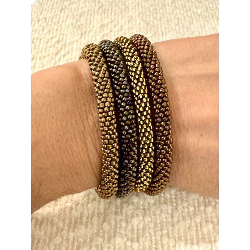 Glass bead bracelets - bronze