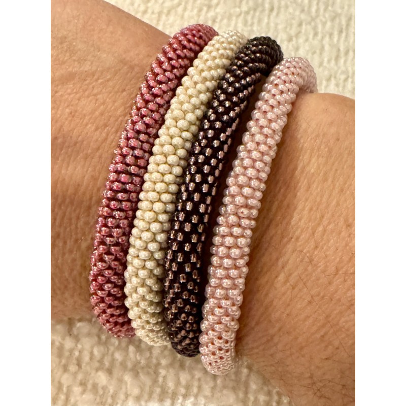 Bracelets en perles de verre - rose