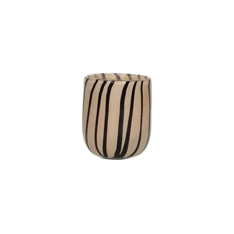 Candle jar - Ecru with thin brown stripes