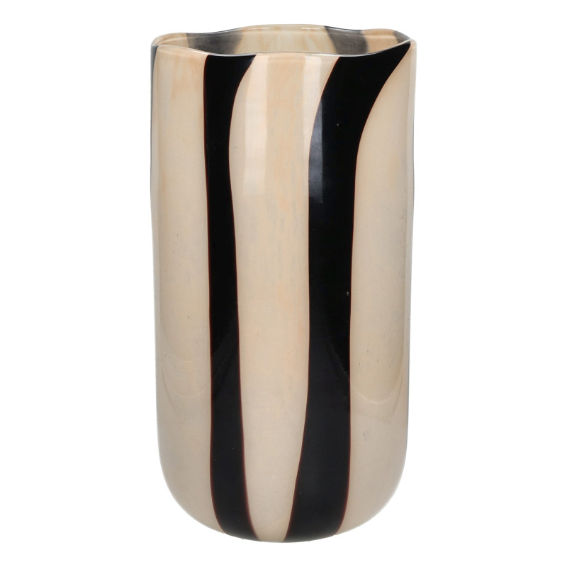 Vase - Ecru with brown stripes