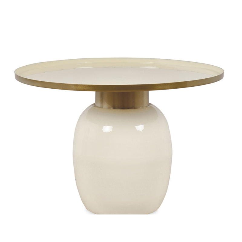 Ecru and brass side table