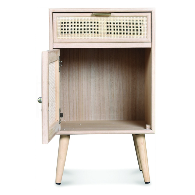 Rattan bedside table with 2 compartments
