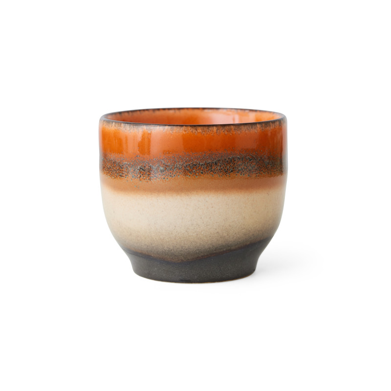 Stoneware coffee cup - Orange and Brown
