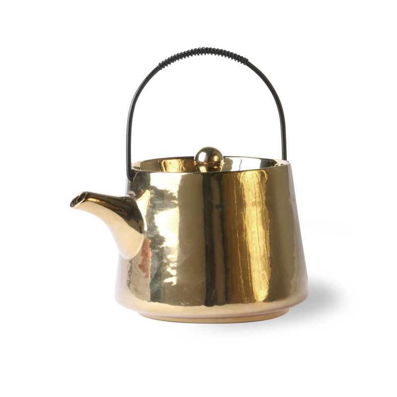 Golden stoneware teapot