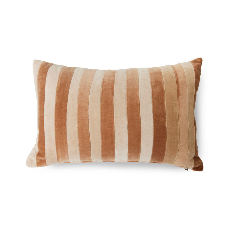 Striped velvet cushion - Camel