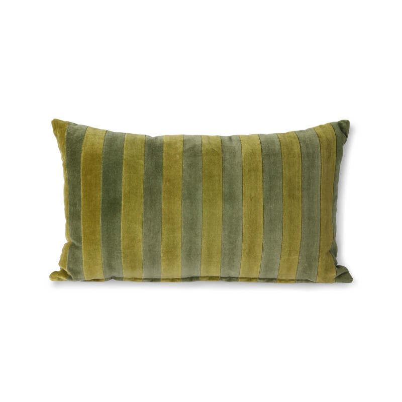Striped velvet cushion - Green