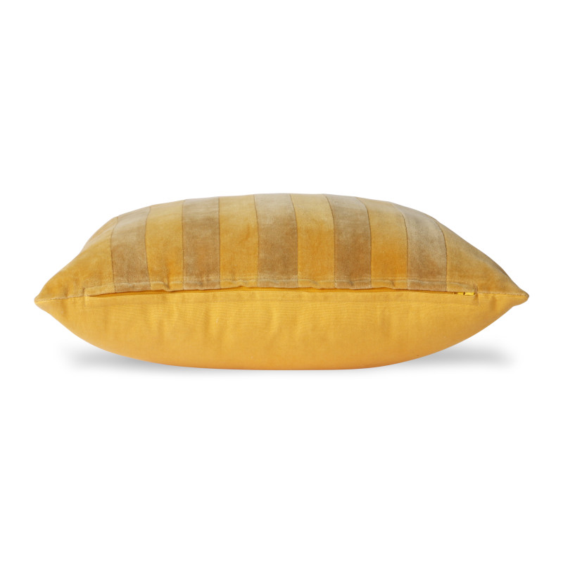 Striped velvet cushion - Mustard