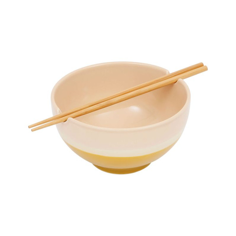 Porcelain bowl with chopsticks - Yellow