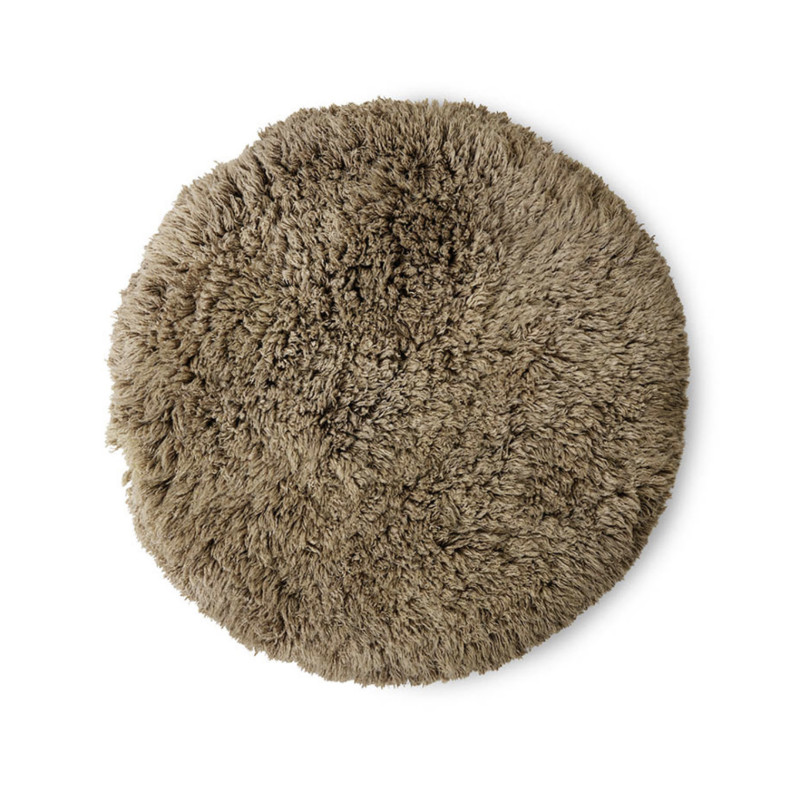 Round wool and cotton rug - Brown