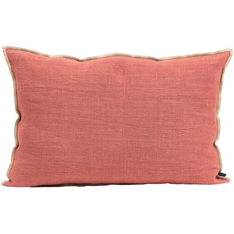 Linen cushion with linen stitching - Rosewood