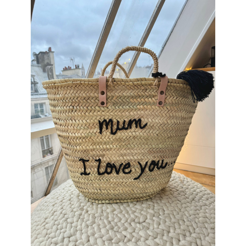 Mum I love you basket, black